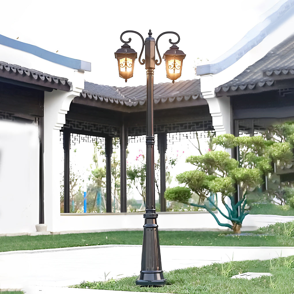 Vintage Black Metal Waterproof Lamp Post for Garden & Pathway Lighting