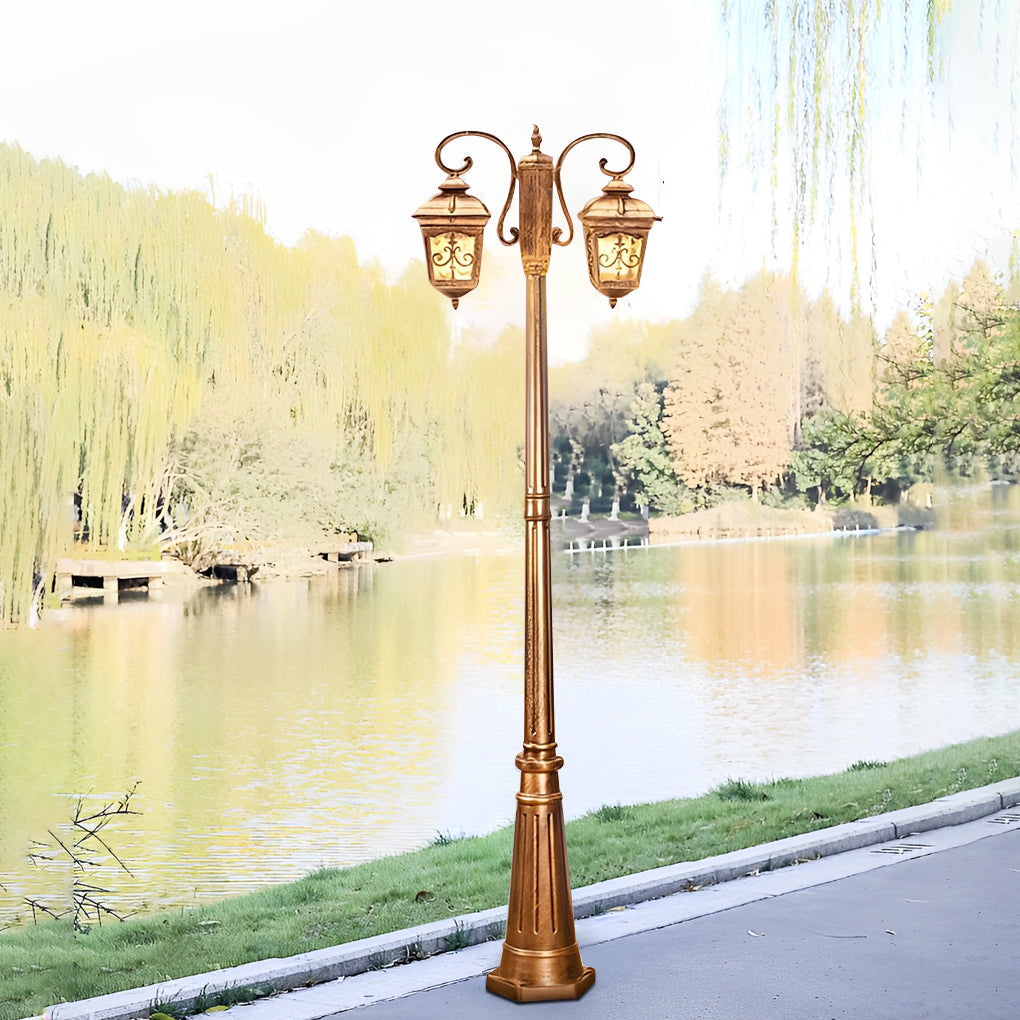 Vintage Black Metal Waterproof Lamp Post for Garden & Pathway Lighting