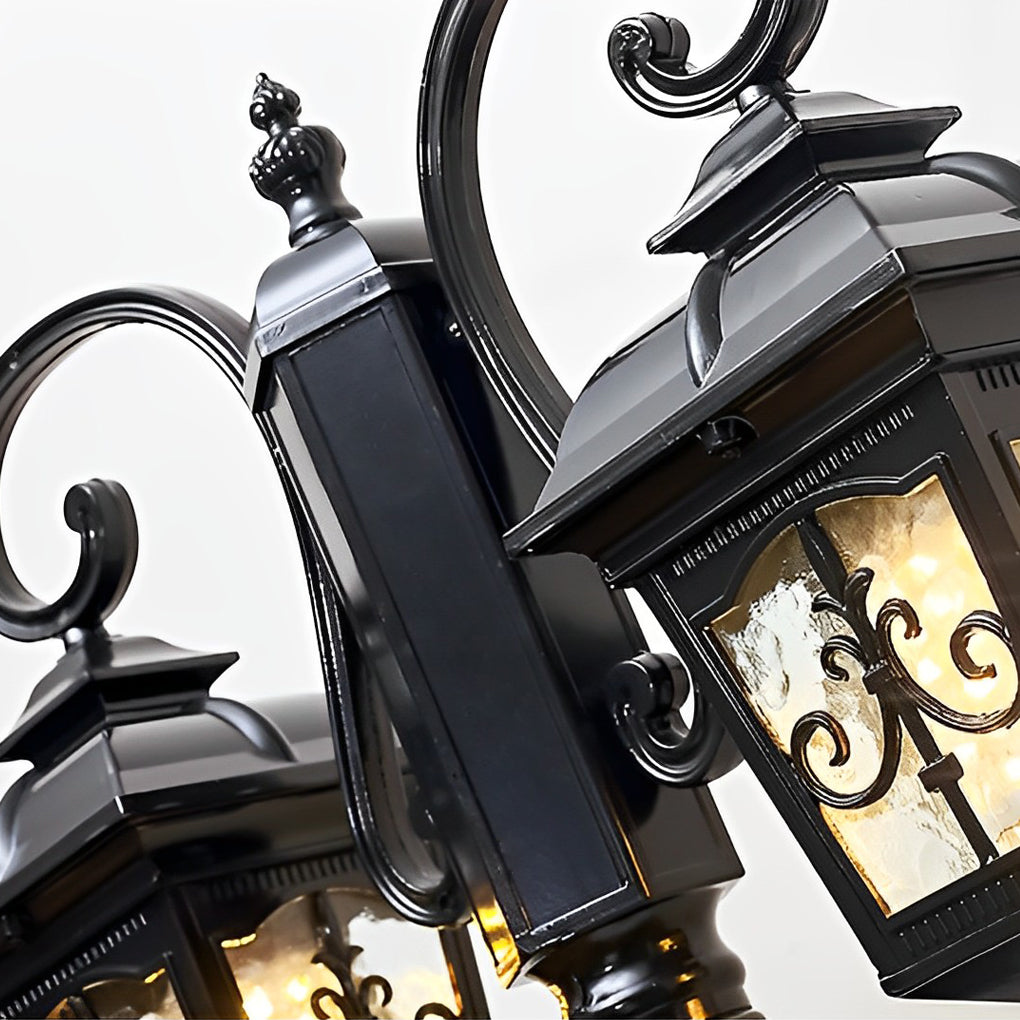 Vintage Black Metal Waterproof Lamp Post for Garden & Pathway Lighting