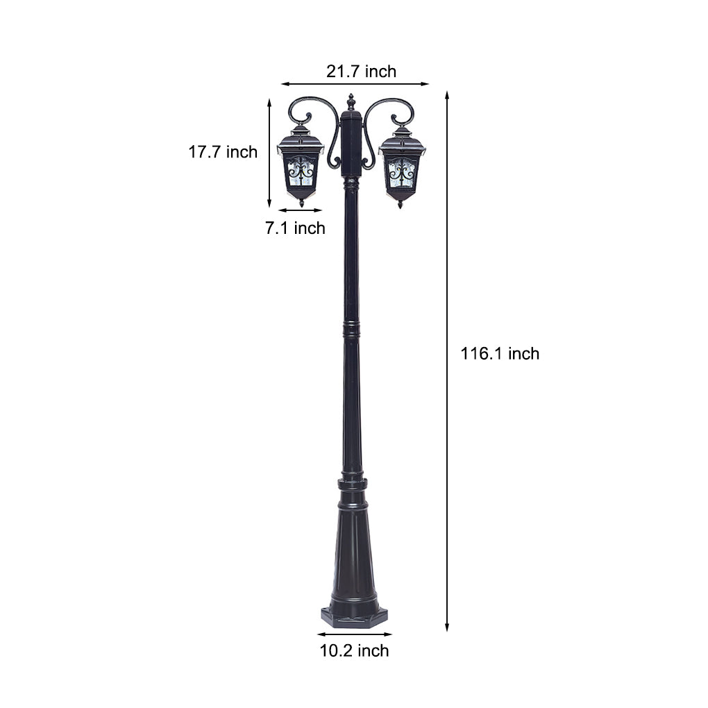 Vintage Black Metal Waterproof Lamp Post for Garden & Pathway Lighting