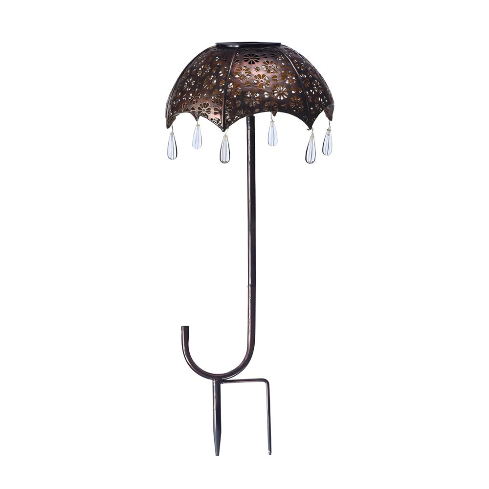 Colorful Retro Iron-Crafted Solar Garden Umbrella Lights for Pathway
