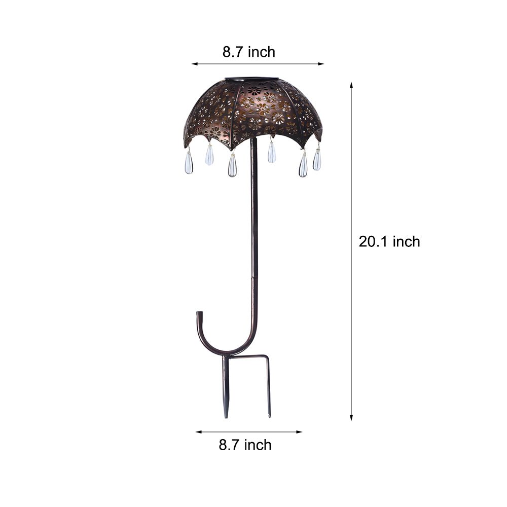 Colorful Retro Iron-Crafted Solar Garden Umbrella Lights for Pathway