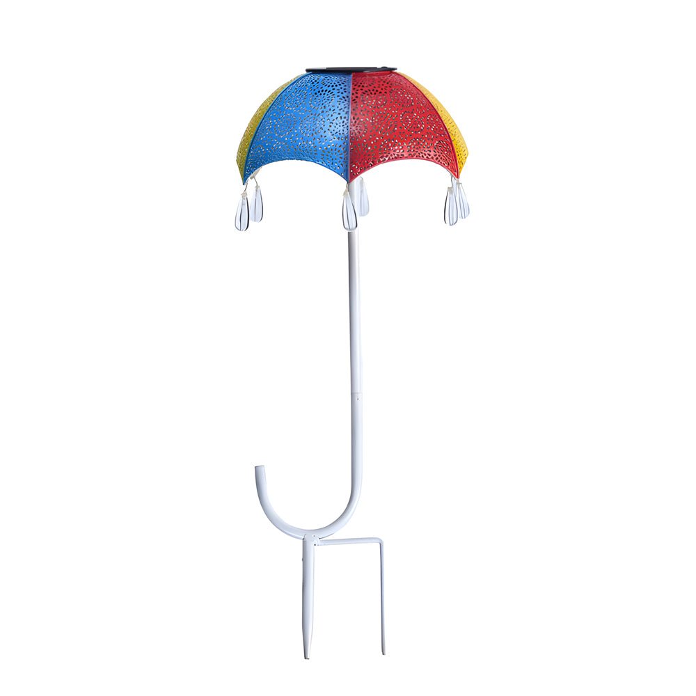 Colorful Retro Iron-Crafted Solar Garden Umbrella Lights for Pathway
