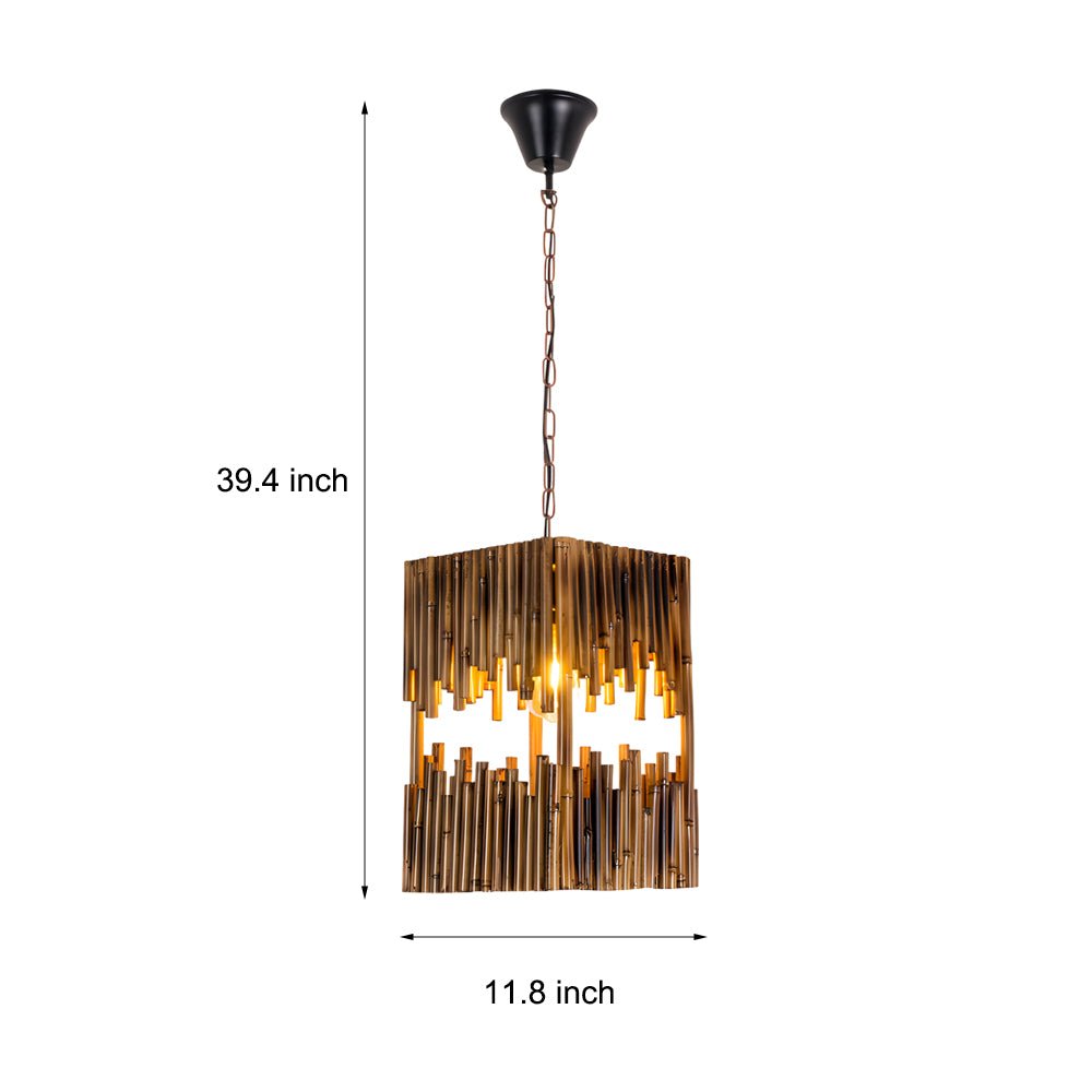 Vintage Bamboo Tube Pendant Light Fixture for Dining Room or Living Space
