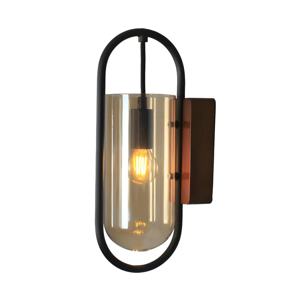 Nordic Retro LED Wall Light with Wood Base & Glass Shade for Any Room