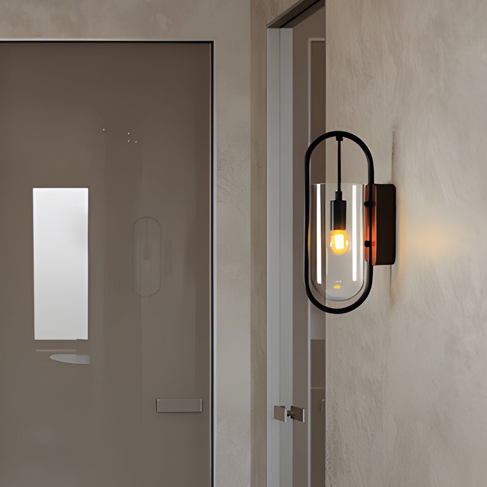 Nordic Retro LED Wall Light with Wood Base & Glass Shade for Any Room