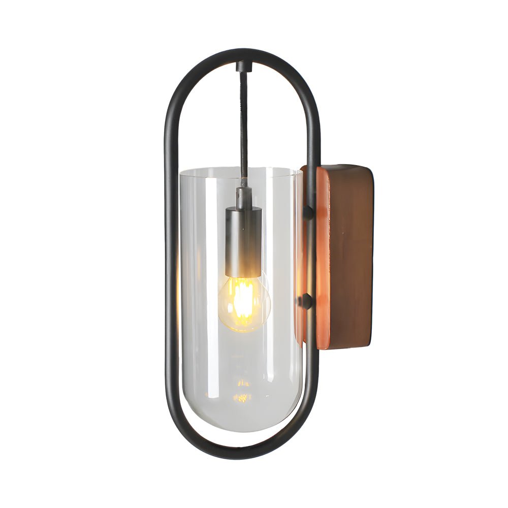 Nordic Retro LED Wall Light with Wood Base & Glass Shade for Any Room
