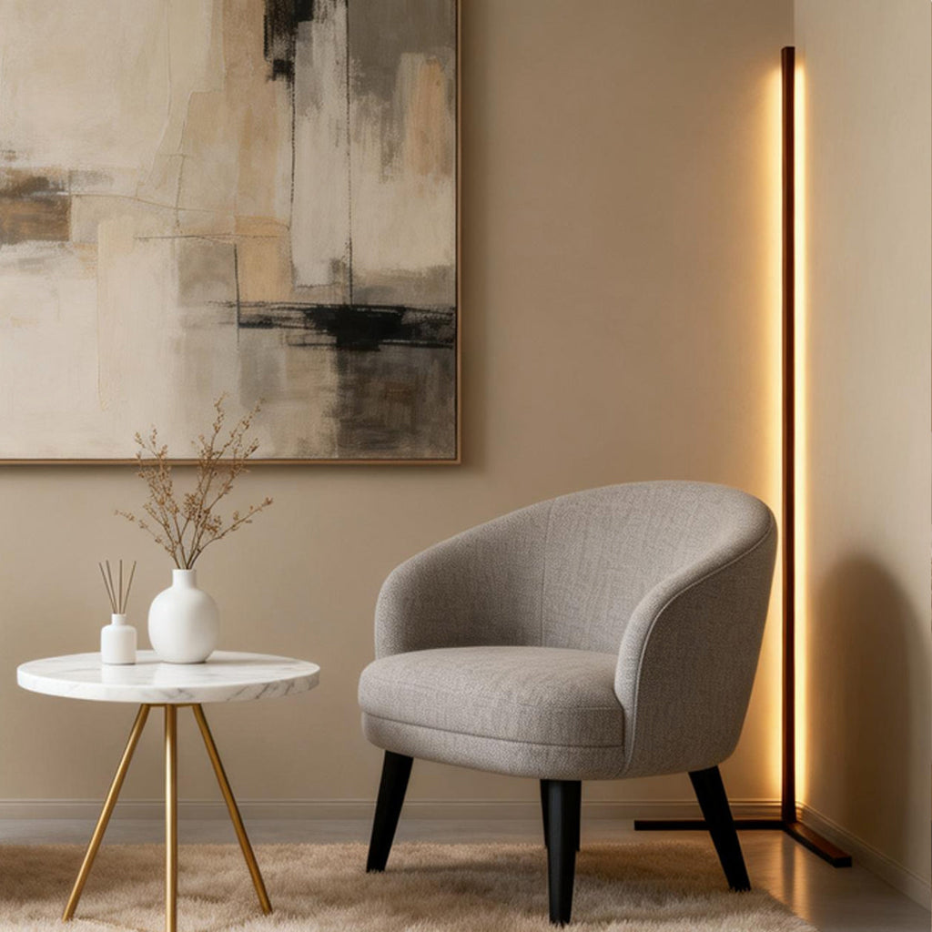 Modern Minimalist Black LED Corner Floor Lamp for Living Room Ambiance