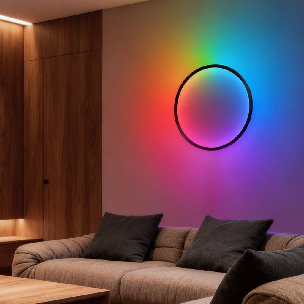 Modern Black RGB LED Ring Well Light Fixture for Home Decor Accent