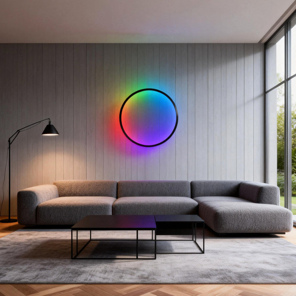 Modern Black RGB LED Ring Well Light Fixture for Home Decor Accent