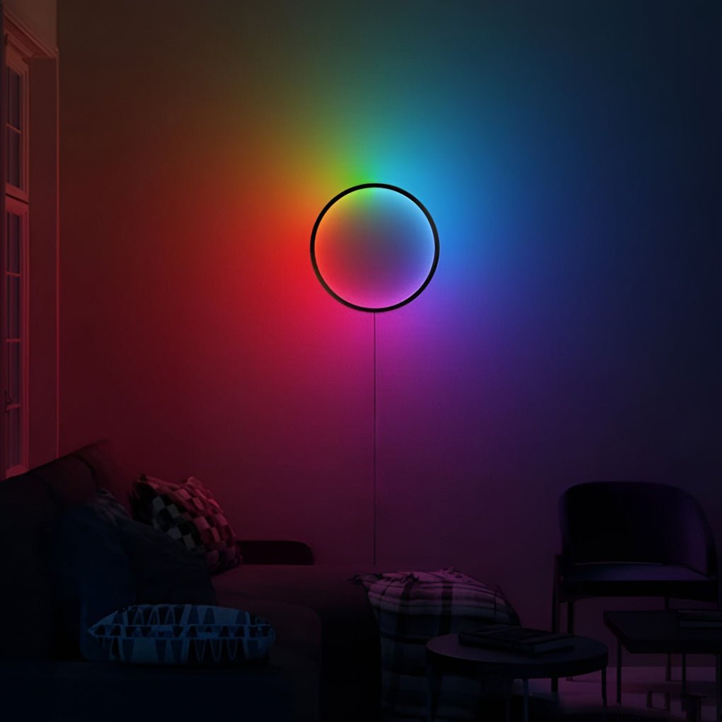 Modern Black RGB LED Ring Well Light Fixture for Home Decor Accent