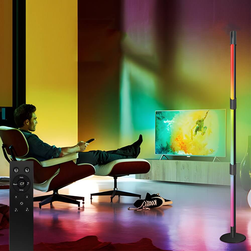 Colorful RGB Rotating LED Floor Lamp with Remote for Living Room Decor