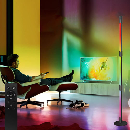 Colorful RGB Rotating LED Floor Lamp with Remote for Living Room Decor