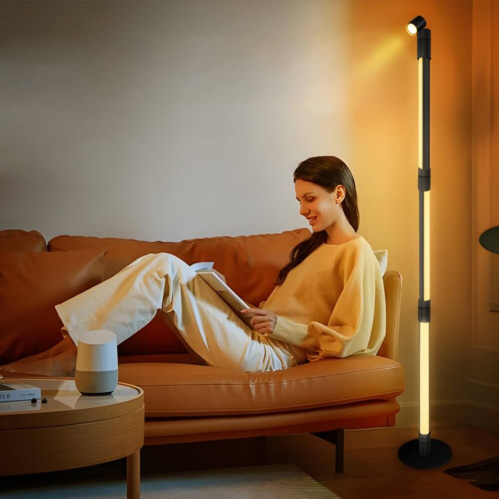 Colorful RGB Rotating LED Floor Lamp with Remote for Living Room Decor
