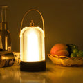 Ribbed Glass LED Table Lamp Lantern for Nightstand Bedroom Ambiance