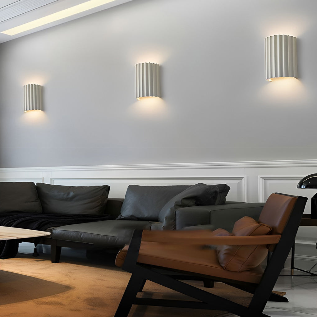Nordic Ribbed Up and Down LED Wall Sconce for Living Room Bedroom