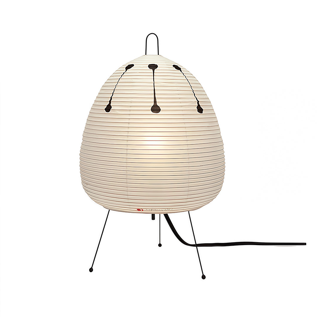 Minimalist White Rice Paper Table Lamp in Wabi-Sabi Style for Living Room