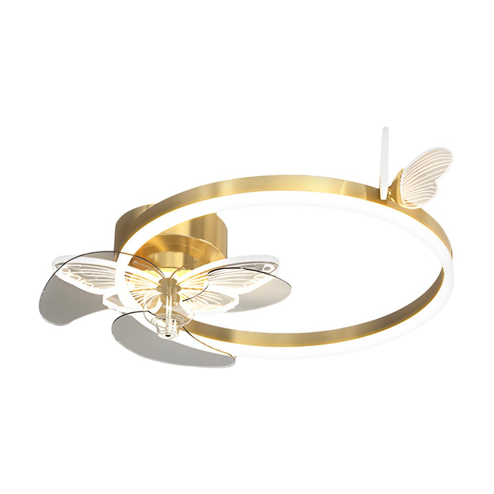 Modern White Acrylic Butterfly Three-Step Dimming LED Ceiling Fan for Living Room