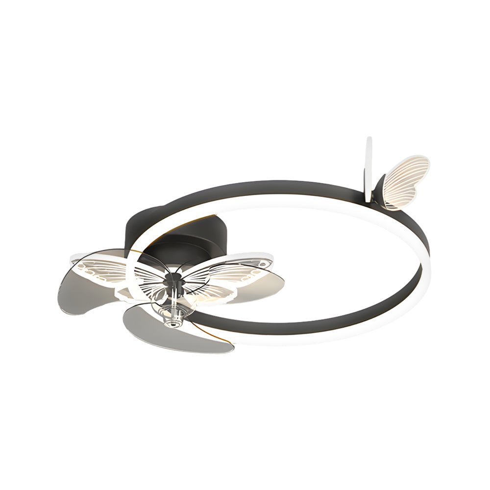 Modern White Acrylic Butterfly Three-Step Dimming LED Ceiling Fan for Living Room