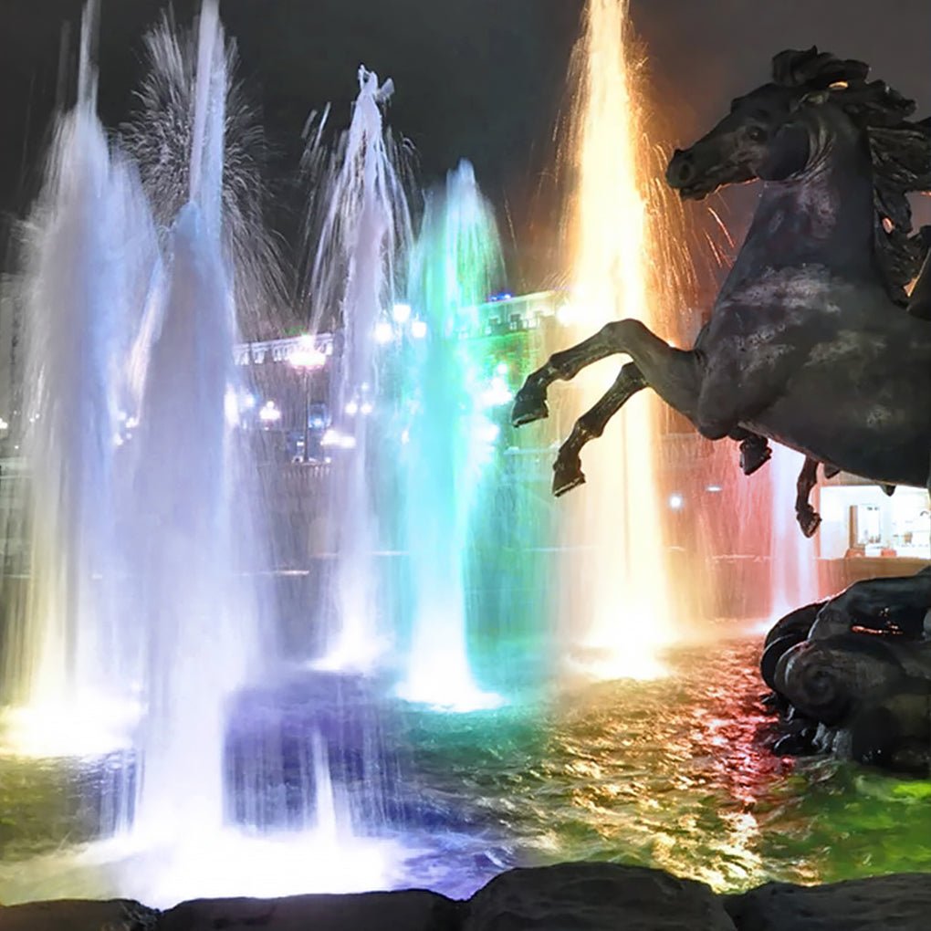 Modern Stainless Steel LED Water Fountain Light for Outdoor Decor