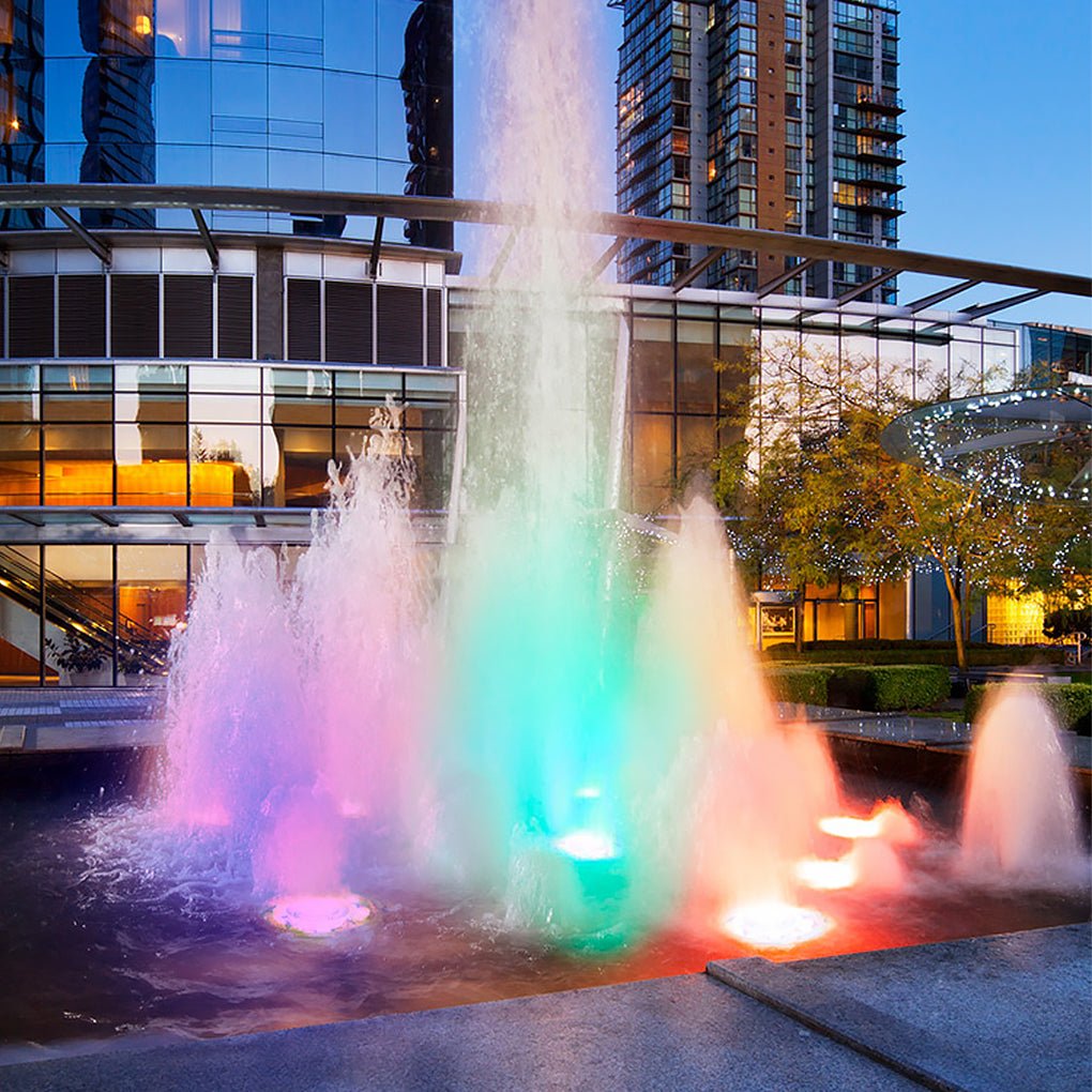Modern Stainless Steel LED Water Fountain Light for Outdoor Decor