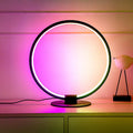 Elegant Modern Ring Table Lamp in Brushed Steel for Living Room Decor