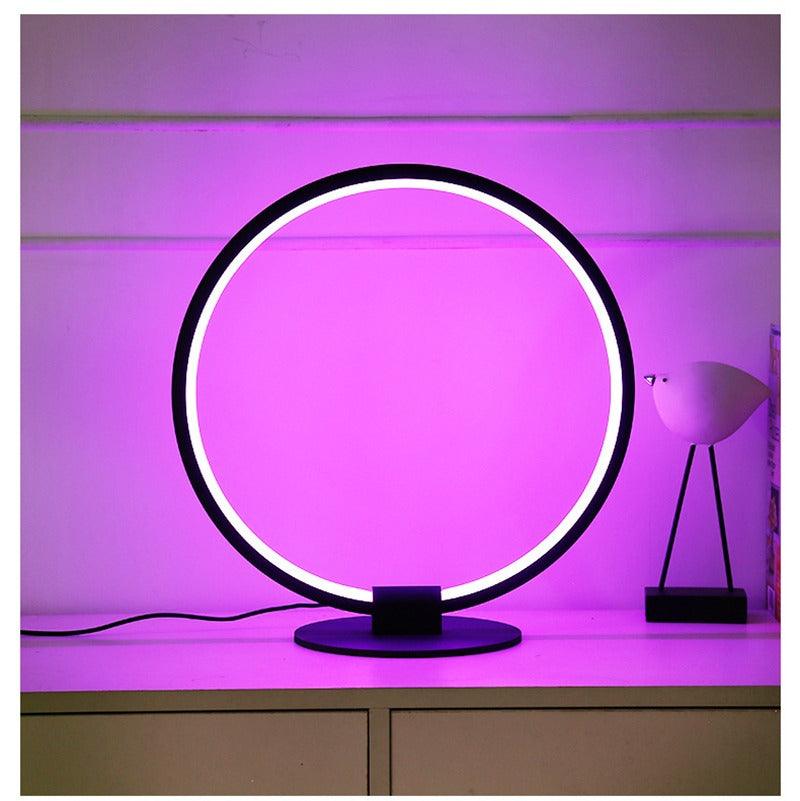 Elegant Modern Ring Table Lamp in Brushed Steel for Living Room Decor