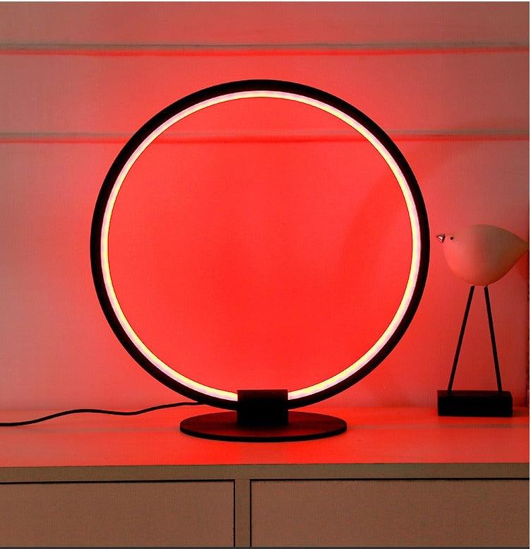 Elegant Modern Ring Table Lamp in Brushed Steel for Living Room Decor
