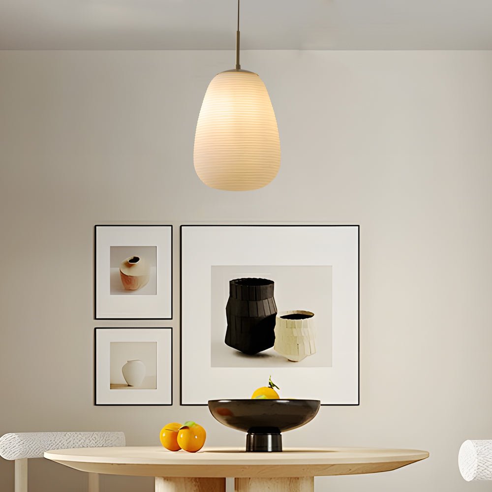 Elegant White Glass Pendant Light Fixture for Modern Dining Room Decor