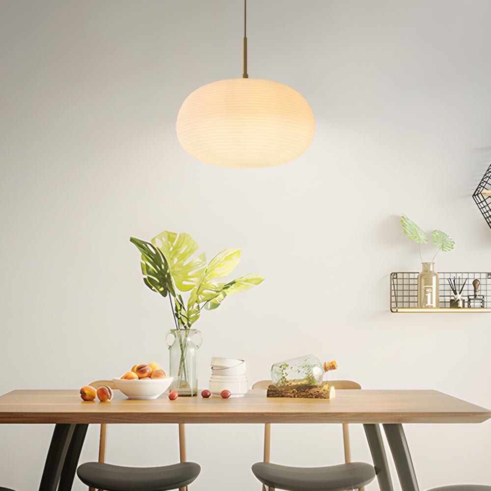 Elegant White Glass Pendant Light Fixture for Modern Dining or Living Room