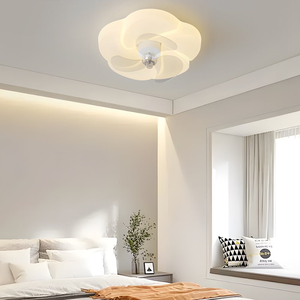 Elegant Floral Design 3-Speed Dimming LED Ceiling Fan for Bedrooms