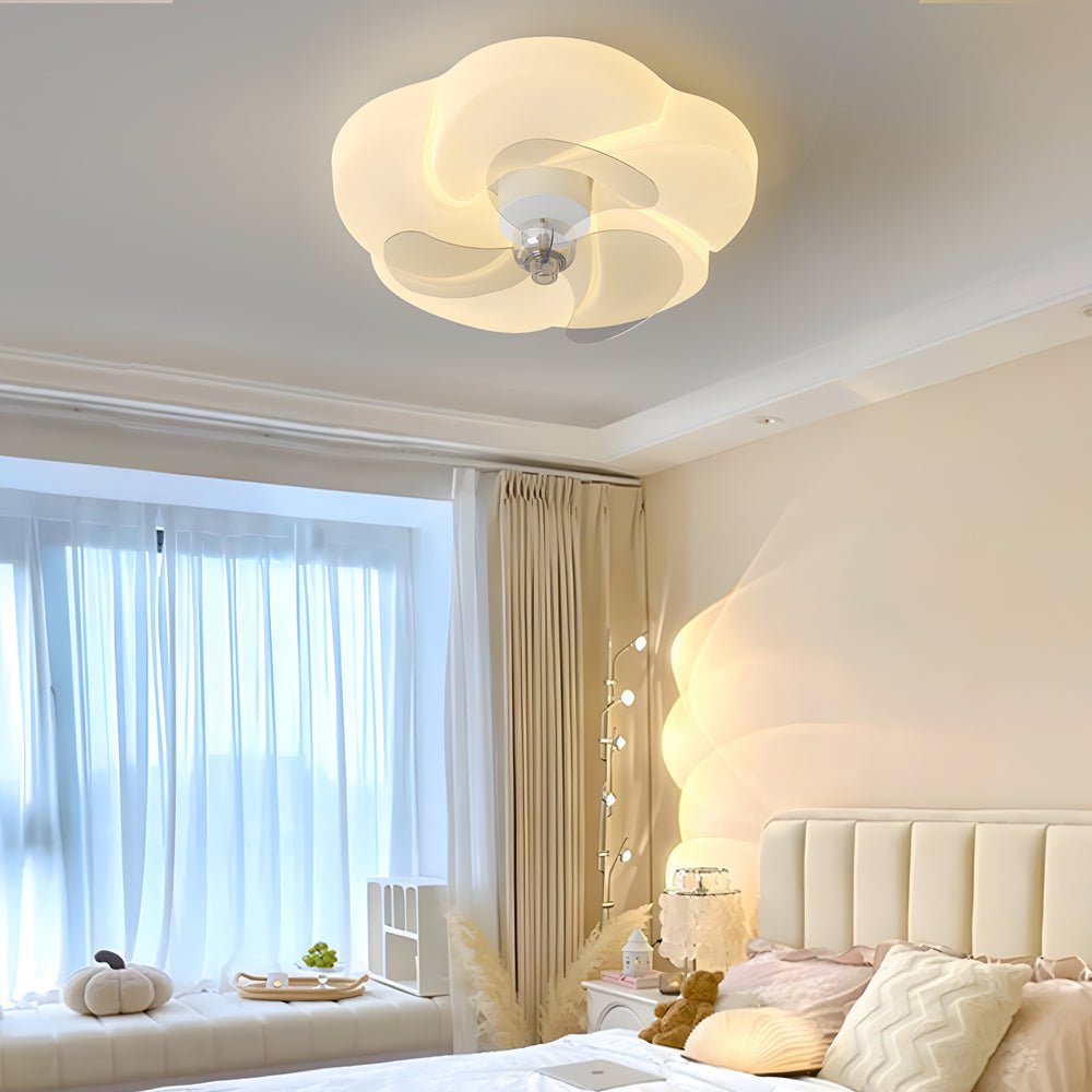 Elegant Floral Design 3-Speed Dimming LED Ceiling Fan for Bedrooms