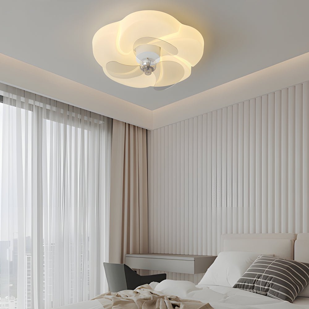 Elegant Floral Design 3-Speed Dimming LED Ceiling Fan for Bedrooms
