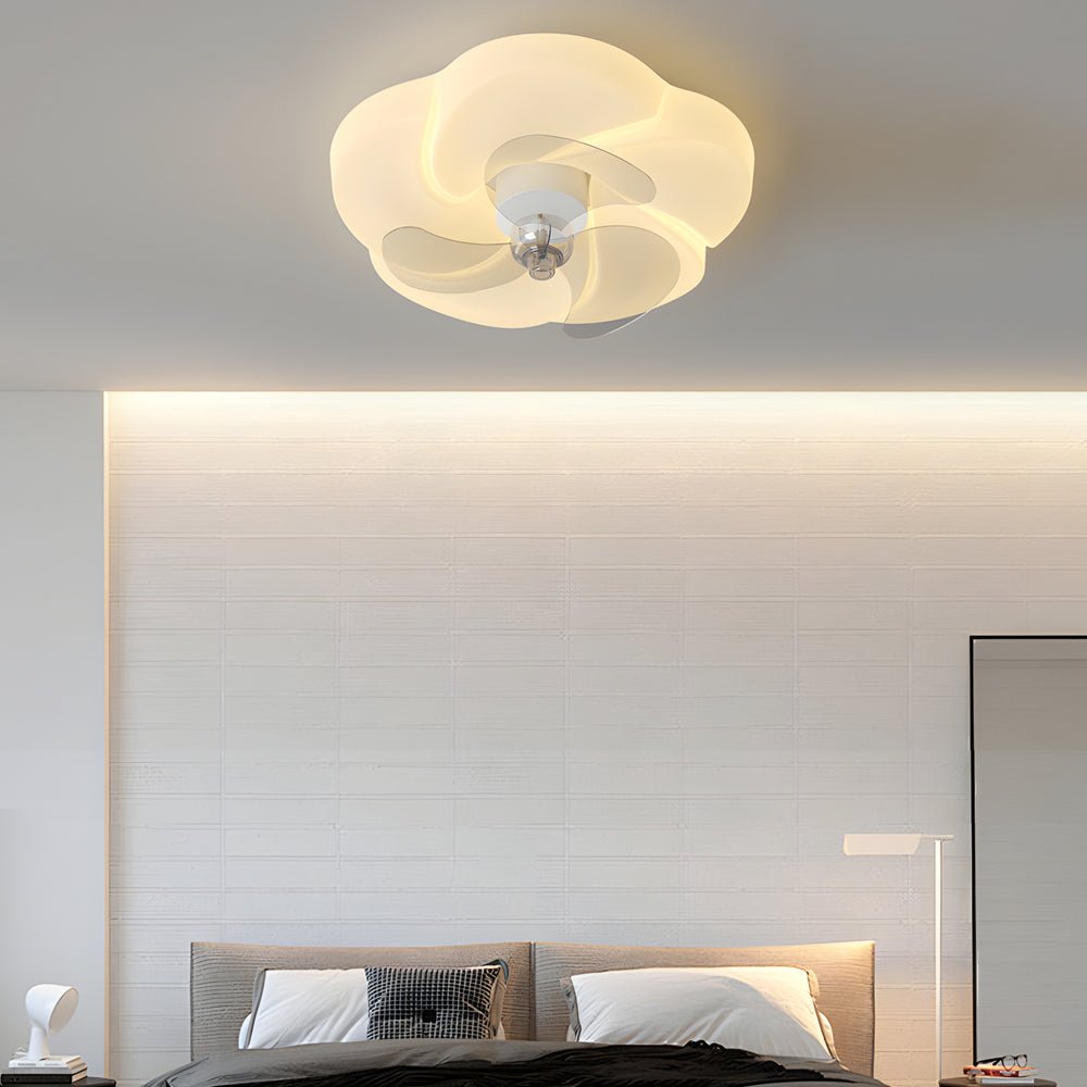 Elegant Floral Design 3-Speed Dimming LED Ceiling Fan for Bedrooms