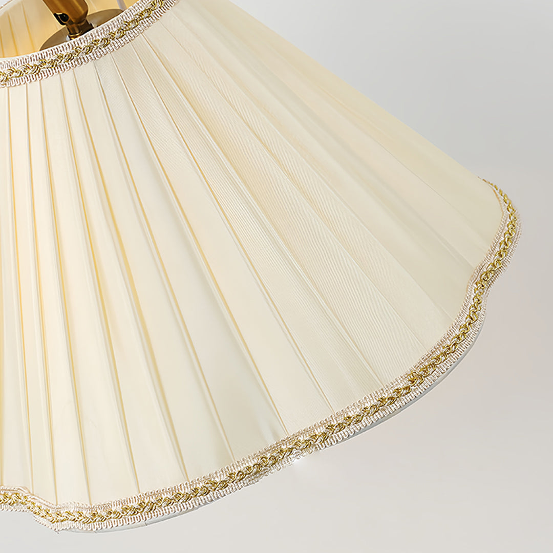 Elegant Walnut Floor Lamp with Retro Fabric Shade for Living Room Decor