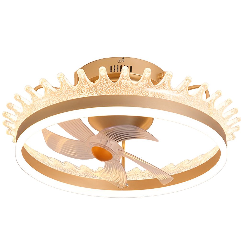 Modern White 360° Rotating Dimmable LED Ceiling Fan Light with Remote