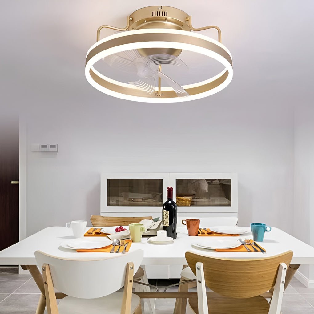 Modern White 360° Rotating Dimmable LED Ceiling Fan Light with Remote