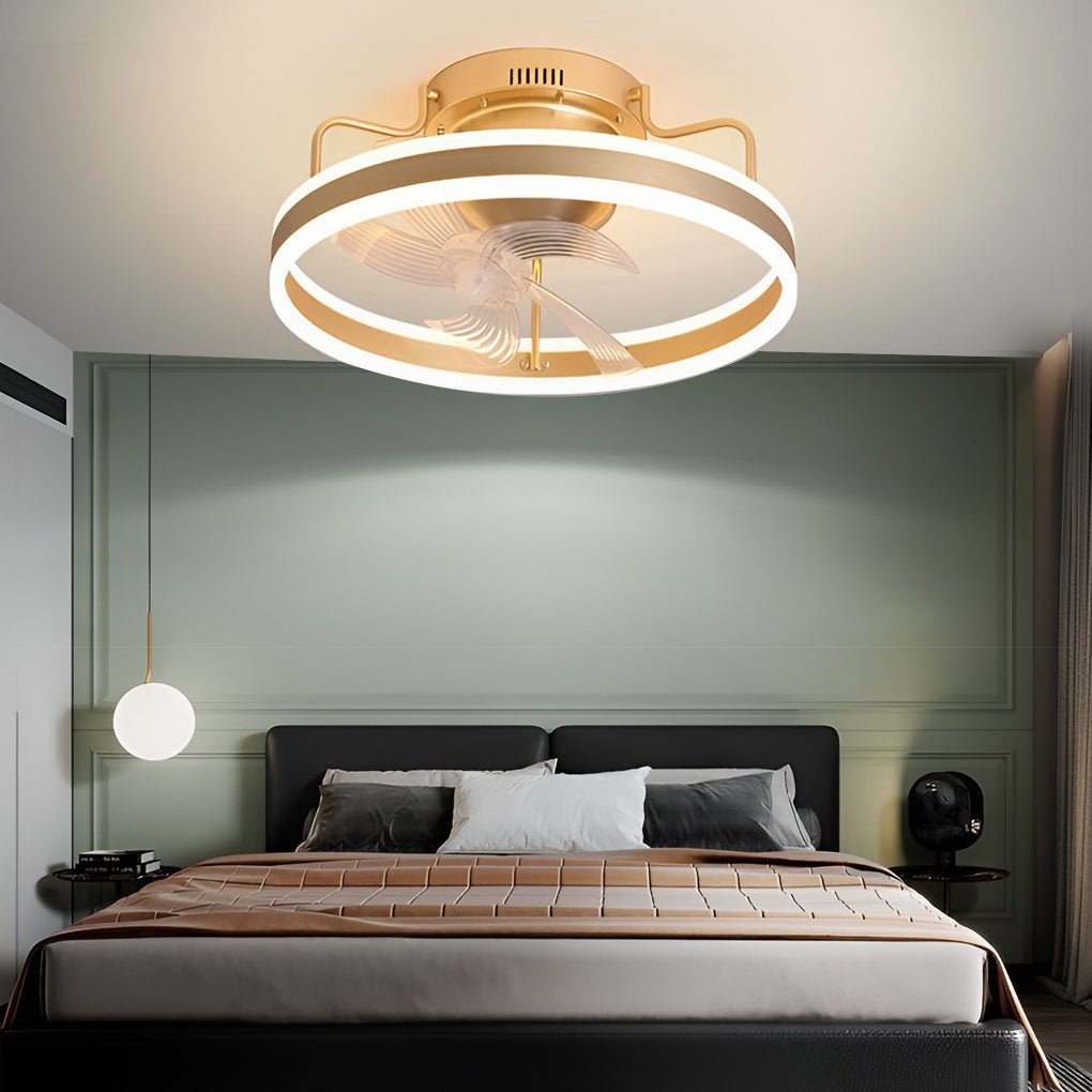 Modern White 360° Rotating Dimmable LED Ceiling Fan Light with Remote