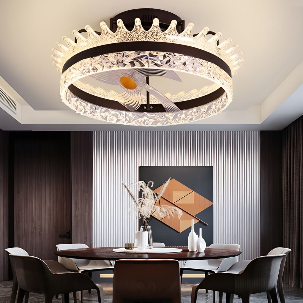 Modern White 360° Rotating Dimmable LED Ceiling Fan Light with Remote