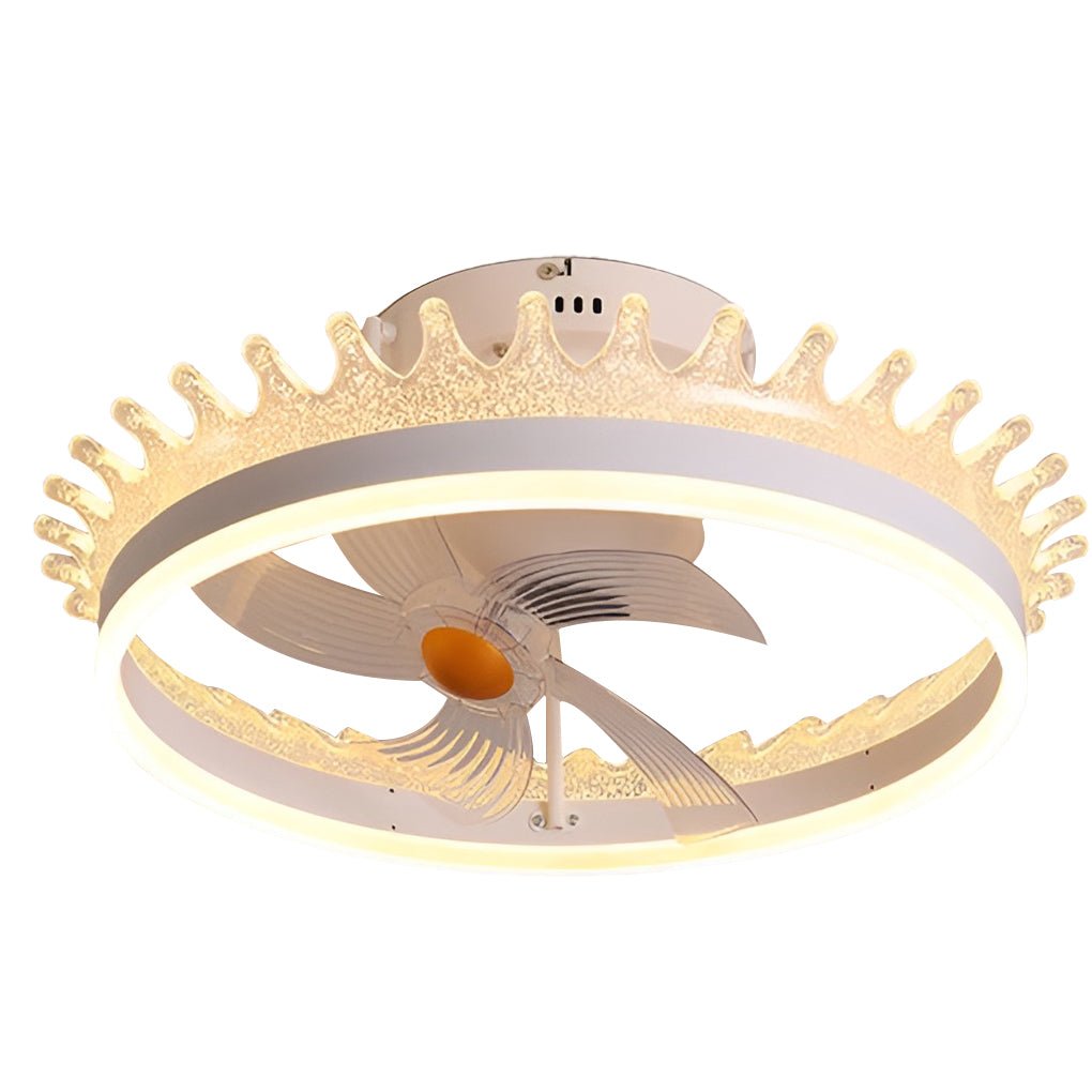 Modern White 360° Rotating Dimmable LED Ceiling Fan Light with Remote