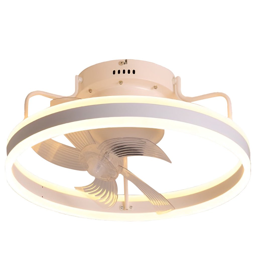 Modern White 360° Rotating Dimmable LED Ceiling Fan Light with Remote