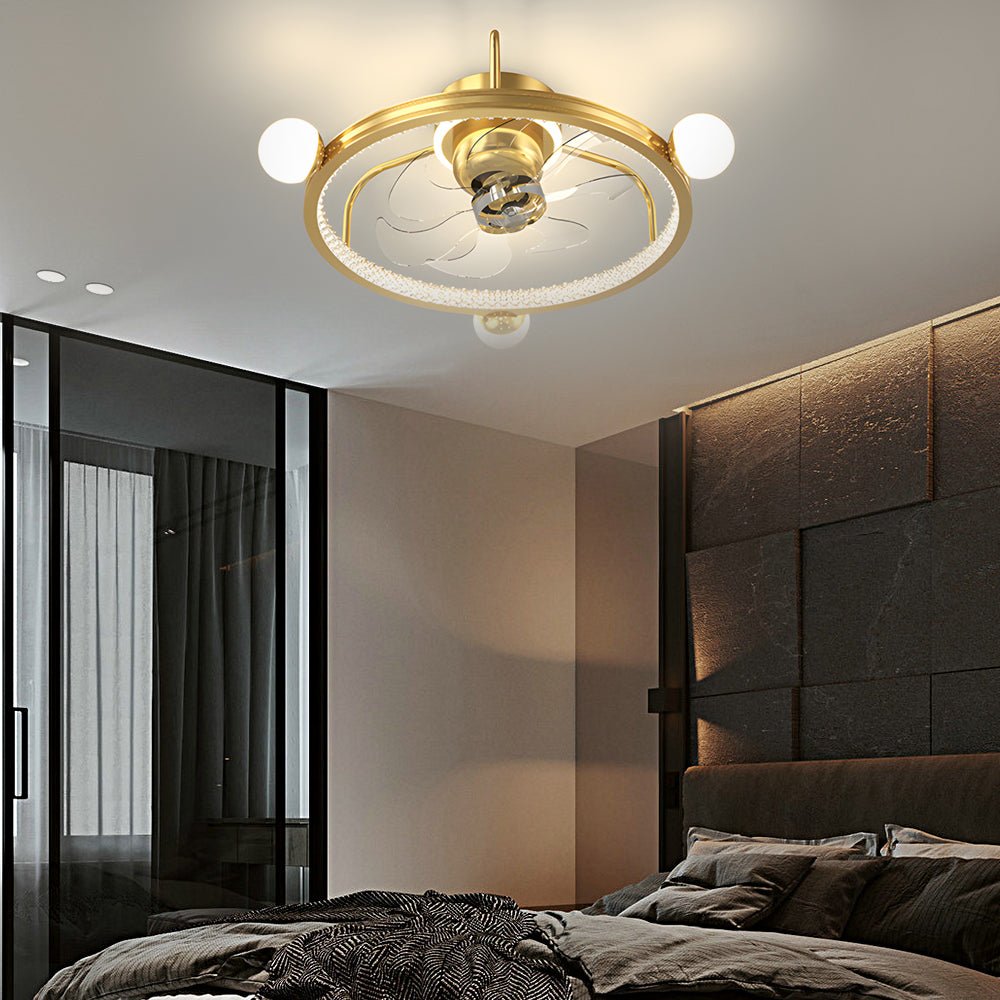 Modern White Round Acrylic Bladeless Ceiling Fan Light for Living Room