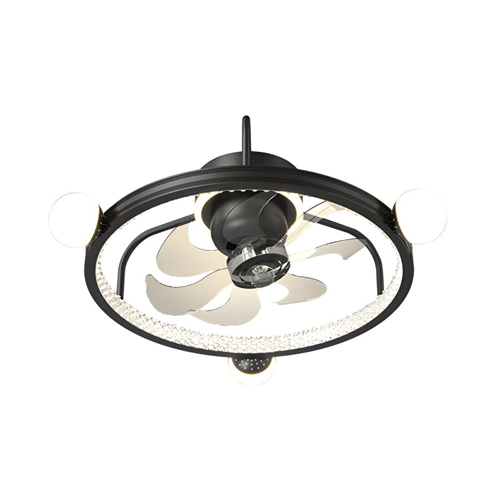Modern White Round Acrylic Bladeless Ceiling Fan Light for Living Room