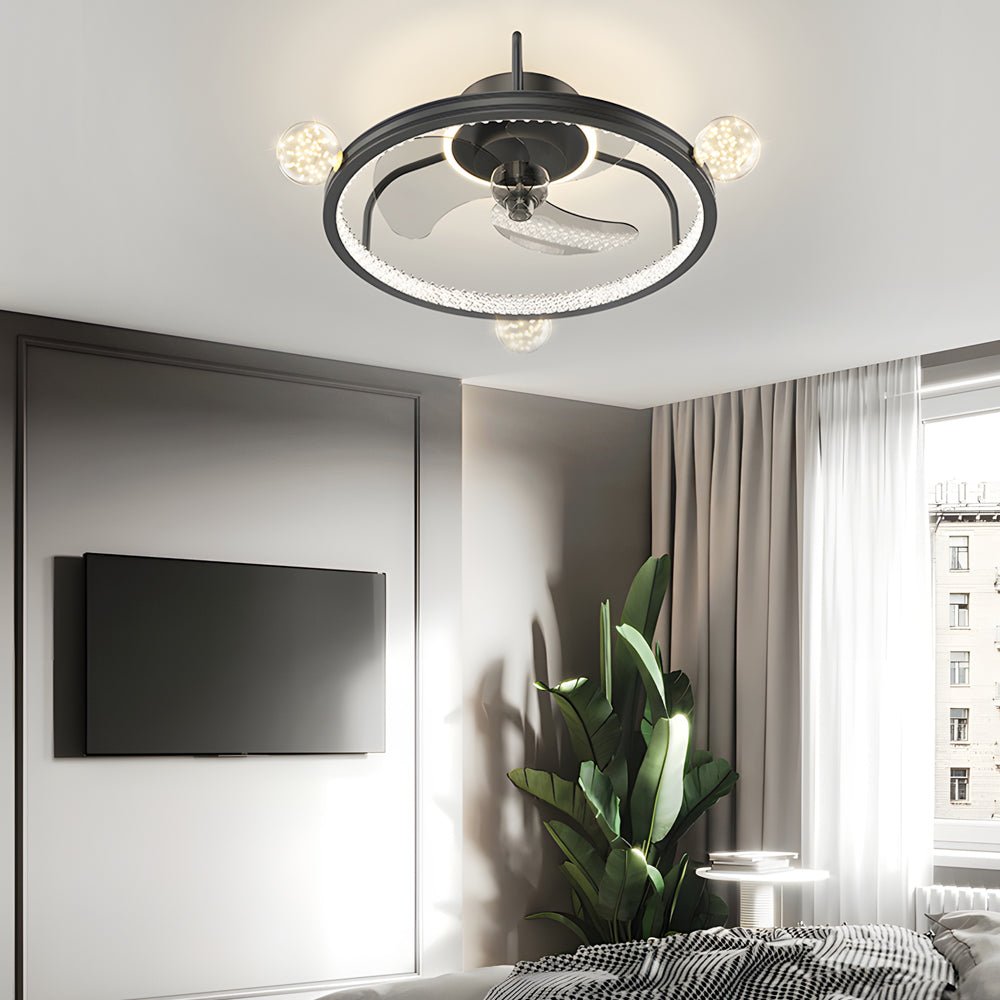 Modern White Round Acrylic Bladeless Ceiling Fan Light for Living Room