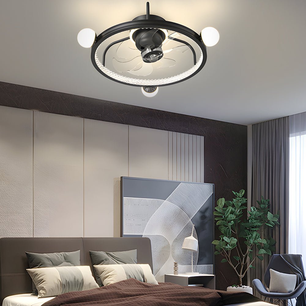 Modern White Round Acrylic Bladeless Ceiling Fan Light for Living Room