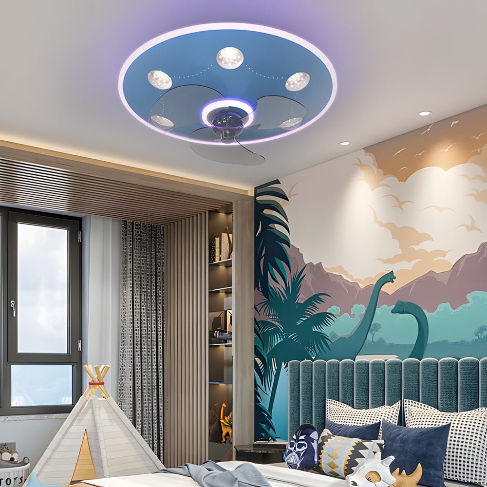 Modern Round Acrylic 3-Step Dimming Ceiling Fan & Light for Living Room