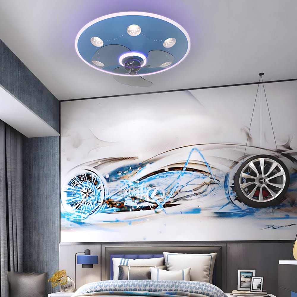 Modern Round Acrylic 3-Step Dimming Ceiling Fan & Light for Living Room