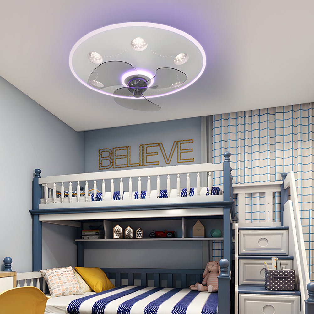 Modern Round Acrylic 3-Step Dimming Ceiling Fan & Light for Living Room
