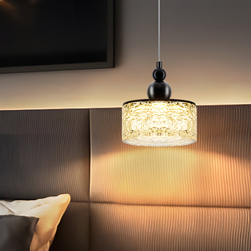 Modern Round Acrylic Ice Texture Pendant Light for Living Room Dining Room