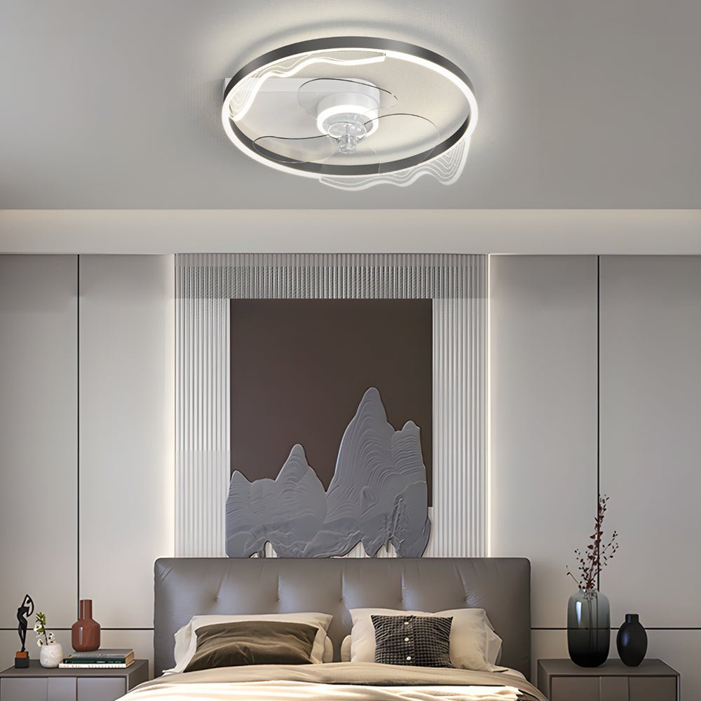 Stylish Round Acrylic LED Ceiling Fan with Dimming for Modern Rooms